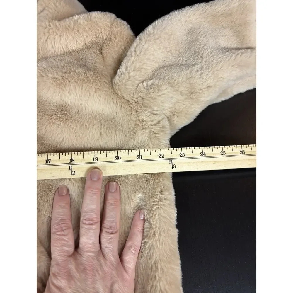 Apparis Rose Faux Fur Tan Moto Jacket Winter Coat Fall Zip Collared Teddy Bear